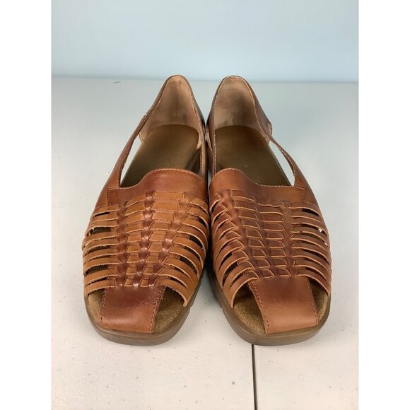 AEROSOLES Shoes - Aerosoles Women’s Woven Huarache Leather Flat Sandals Shoes Brown Size 8 EUC